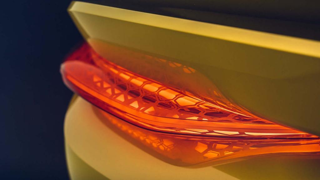 Close up view of rear tail light of the Bentley Bacalar by Mulliner in Chrome Yellow