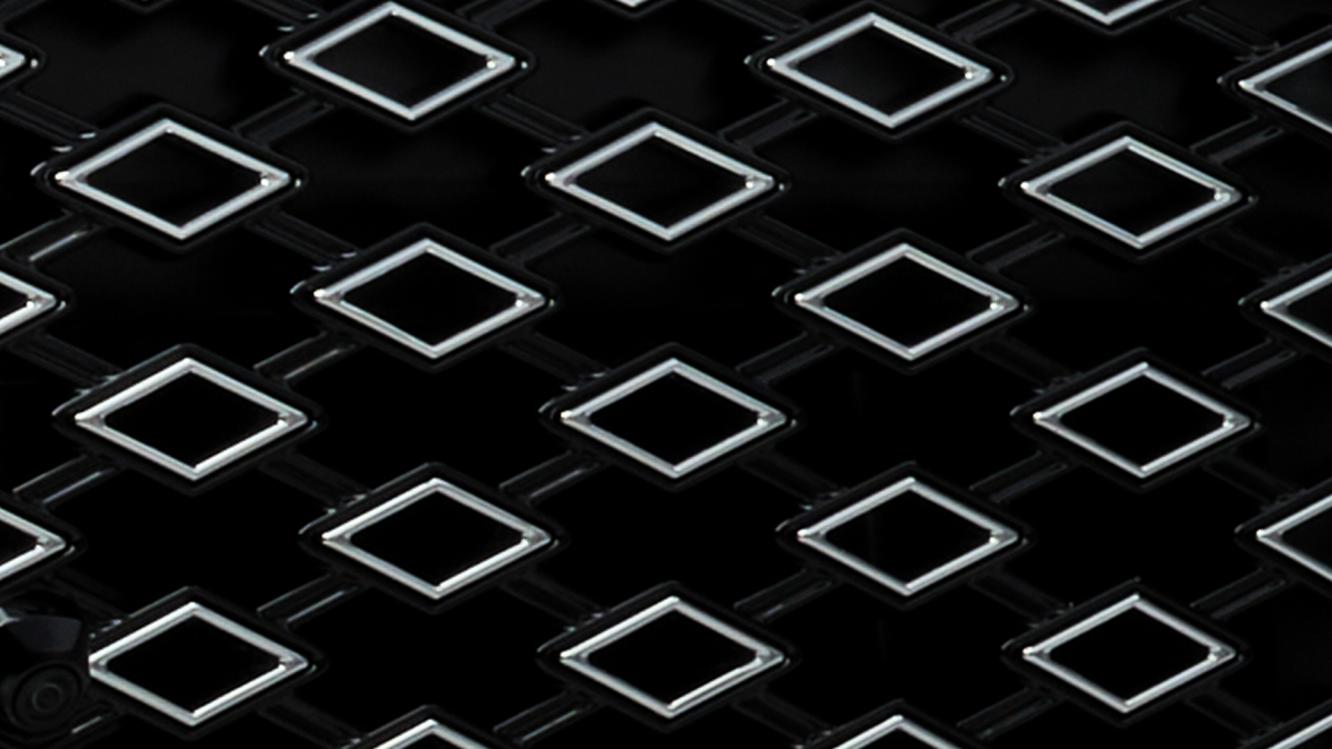 Close up textured view of the Mulliner exclusive front grille