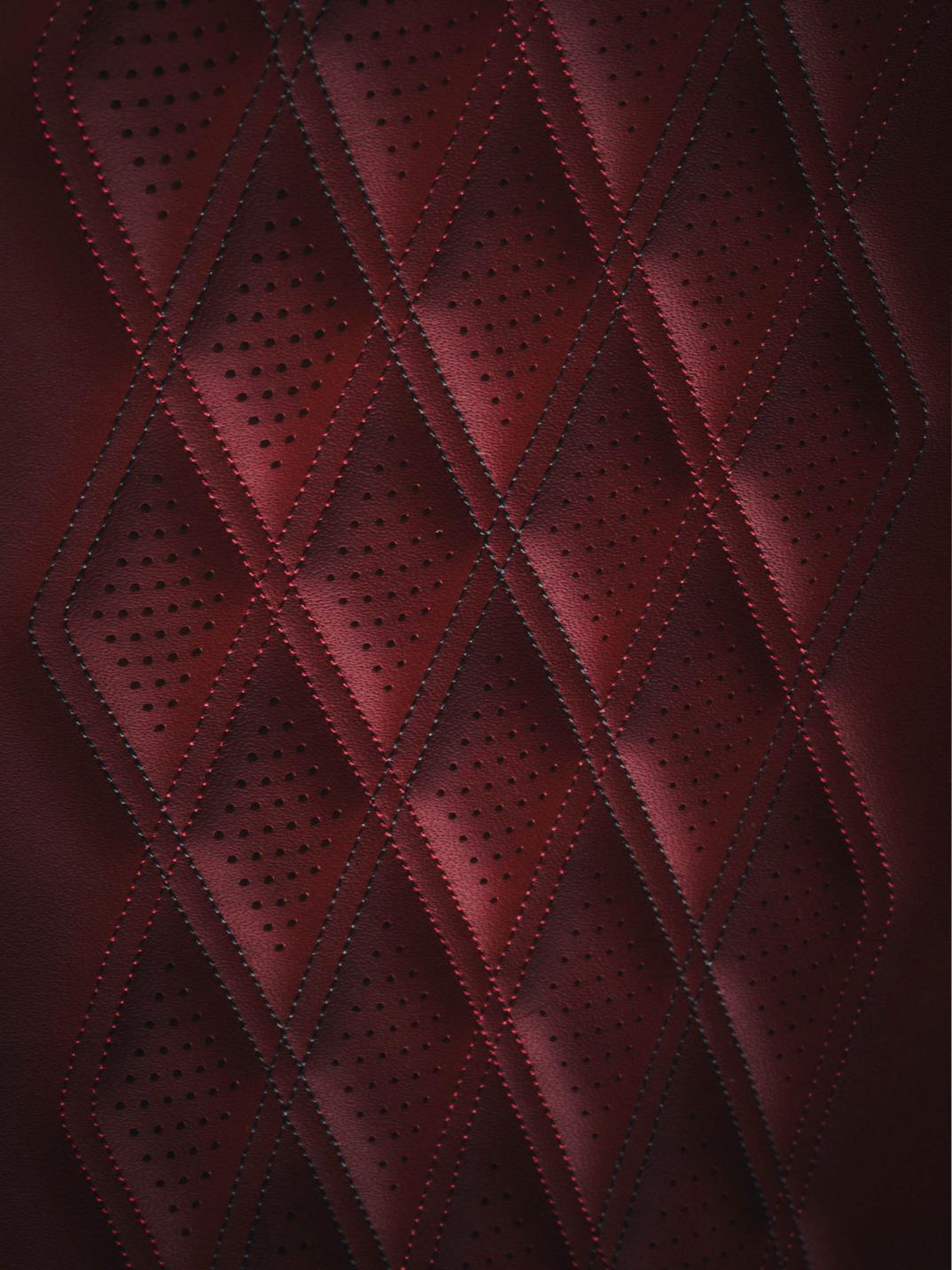 Textured view Hotspur hide with diamond quilt patterns.