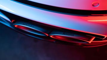 Close up of Bentley's Sports exhaust with Bentley engraving.