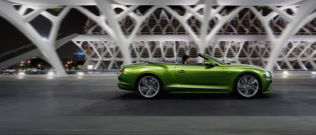 Side profile view of 25MY GTC with roof down 