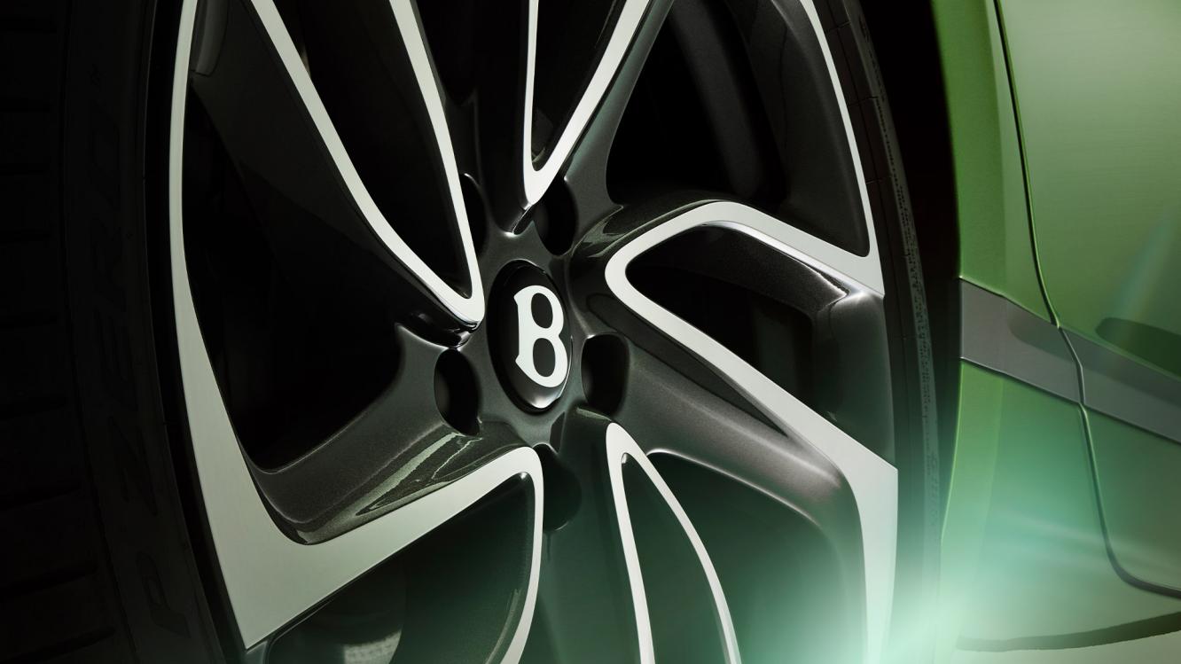 A close up of the self levelling wheel badge available on all Bentley models