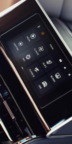 Bentley Bentayga's 10.9" touchscreen infotainment system showing in-car systems controls.