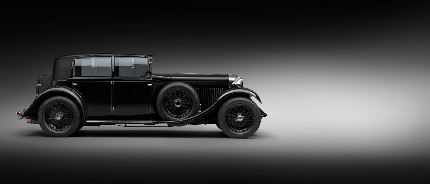 Side profile of the Bentley 8 Litre famously driven by W.O. Bentley