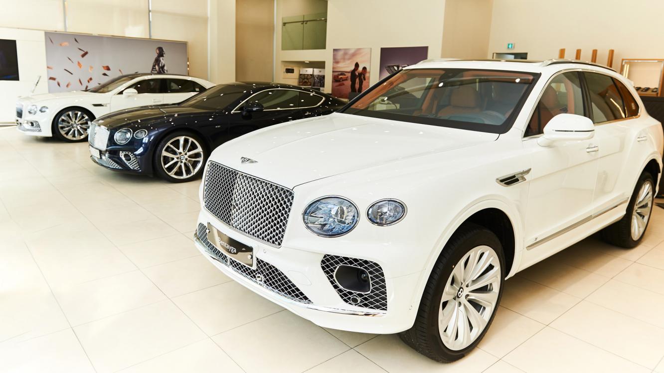 cars in Bentley Busan showroom